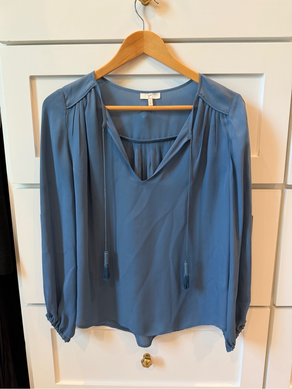 Joie Women's Blue Tie-Neck Long Sleeve Blouse